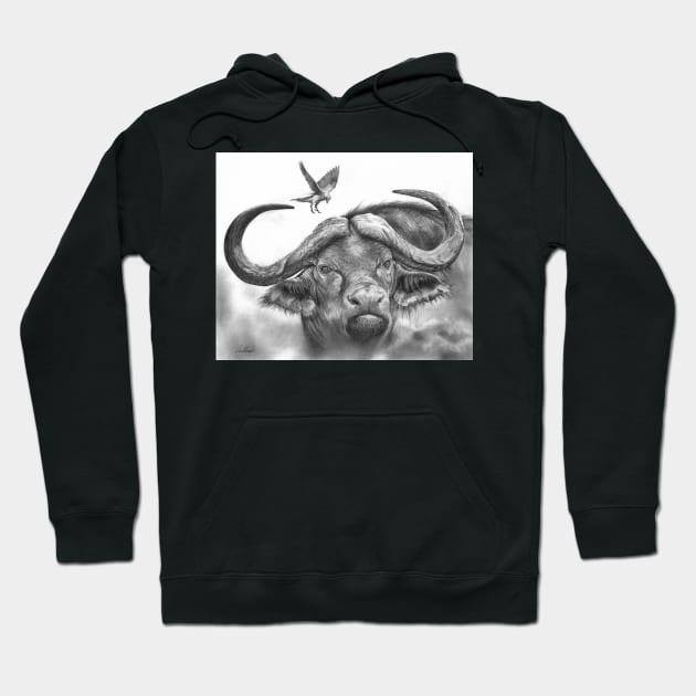 Warrior - Cape buffalo portrait Hoodie by Mightyfineart